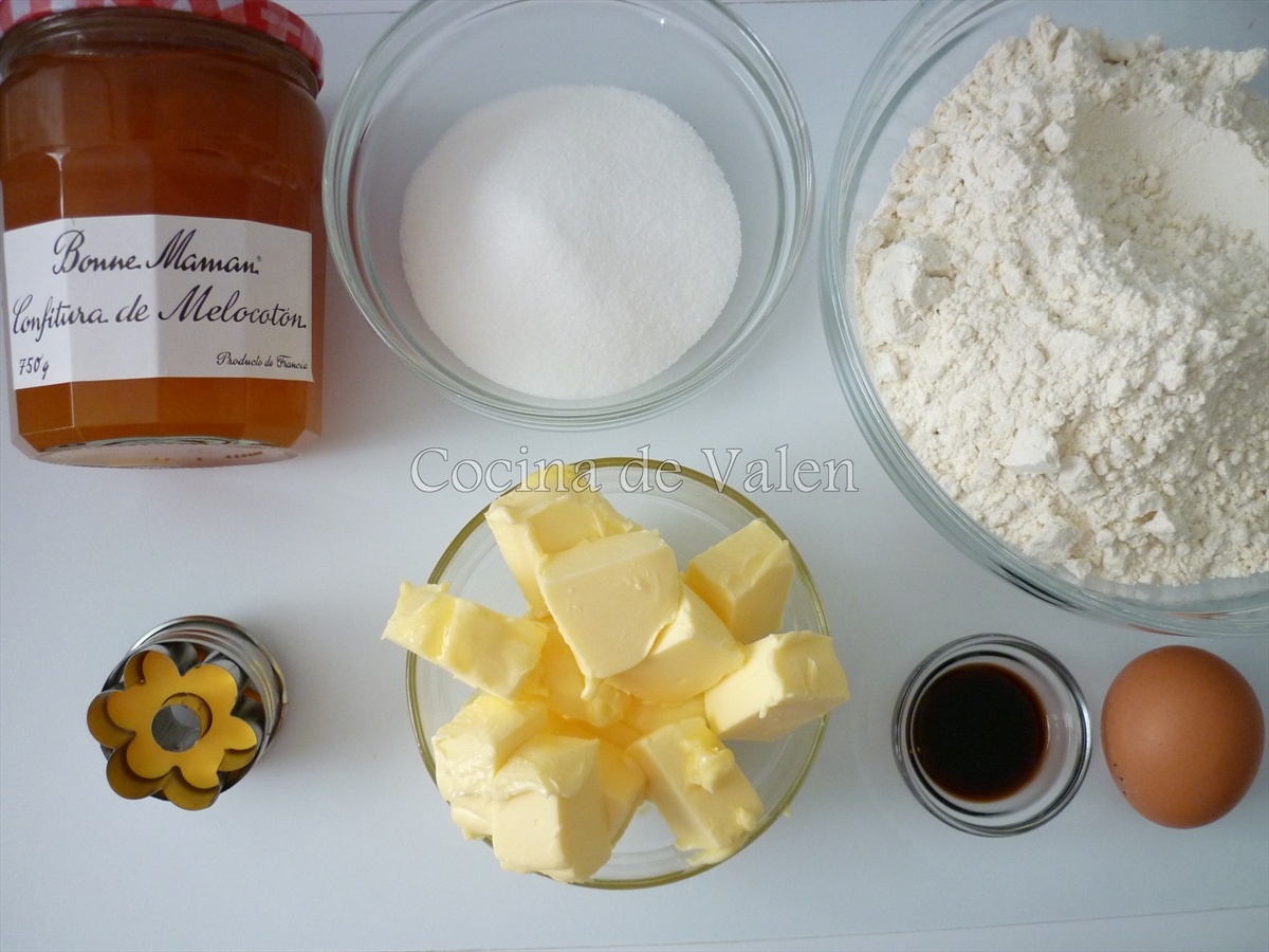 Ingredientes de las galletas rellenas de mermelada - Cocina de Valen